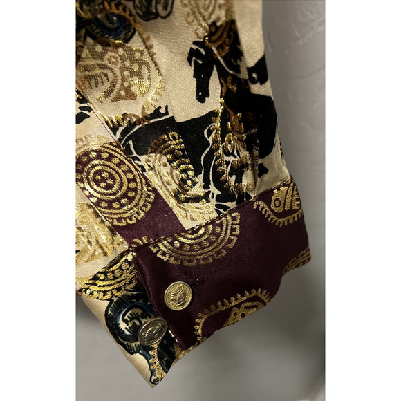 Metallic Silk by P.E.K imports Cowboy Horses Multi Color size Mens XL VINTAGE - Picture 16 of 16